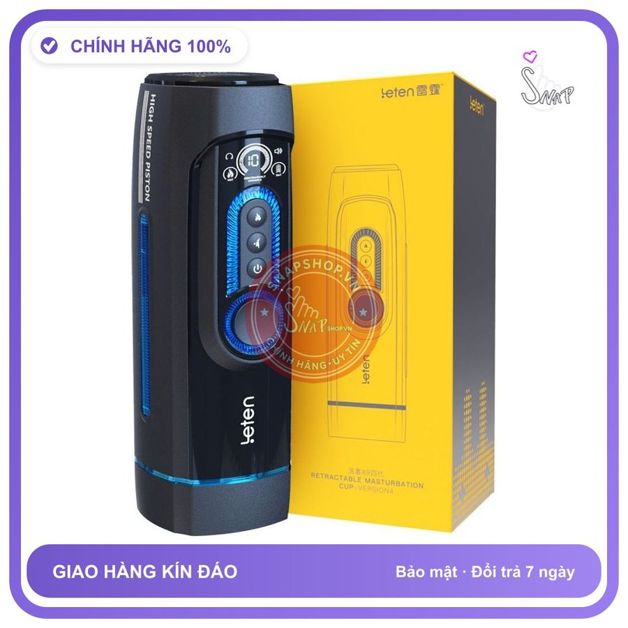 Âm Đạo Leten Cầm Tay X9 Piston rung nhấp chuyển động đẩy tới và lui chính hãng - 10 cấp độ rung, rung nhấp chuyển động đẩy tới và lui tự động, có sưởi ấm - giao hàng che tên kín đáo