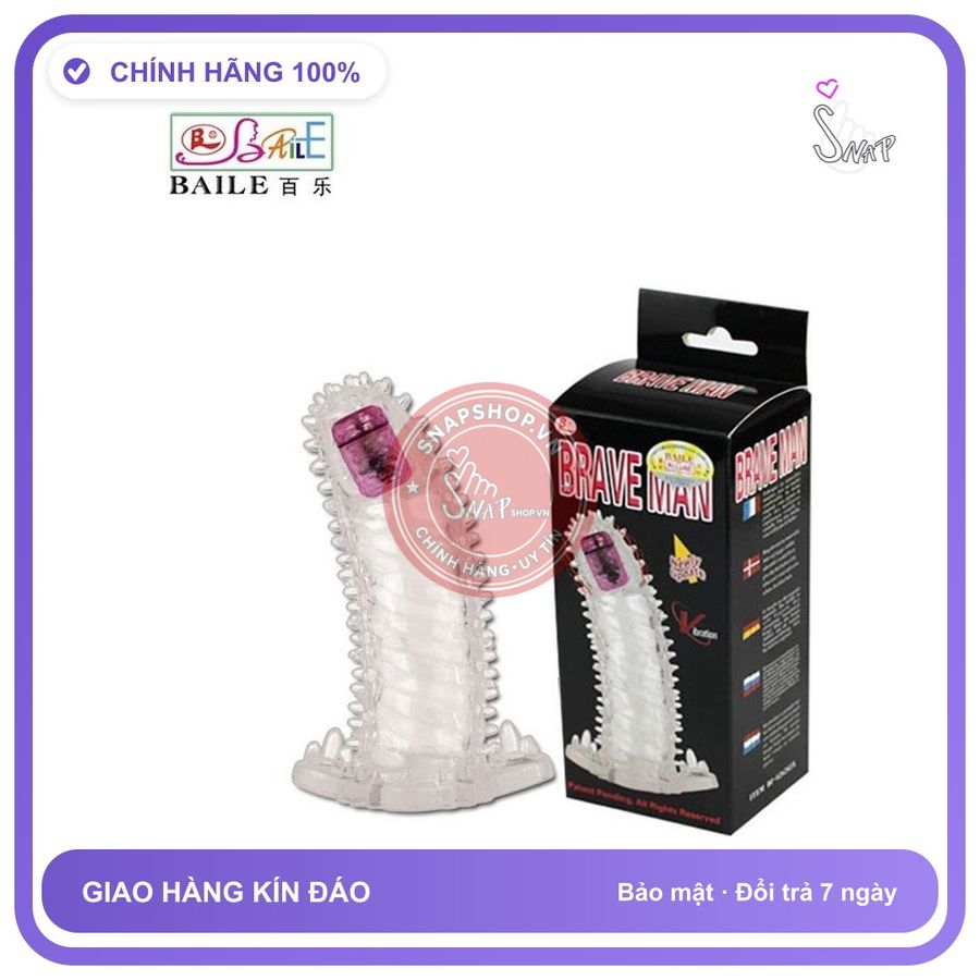 Bao Đôn Brave Man Rung Đầu New chính hãng - có gai nổi, ôm sát cảm giác thật, chất liệu latex an toàn - giao hàng che tên kín đáo