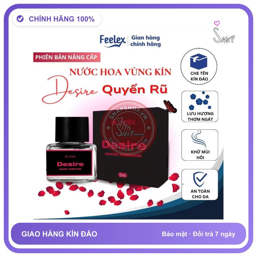 Nước Hoa Vùng Kín Feelex Desire 5ml chính hãng - chất liệu an toàn cho da, dễ vệ sinh, êm ái khi dùng - giao hàng che tên kín đáo