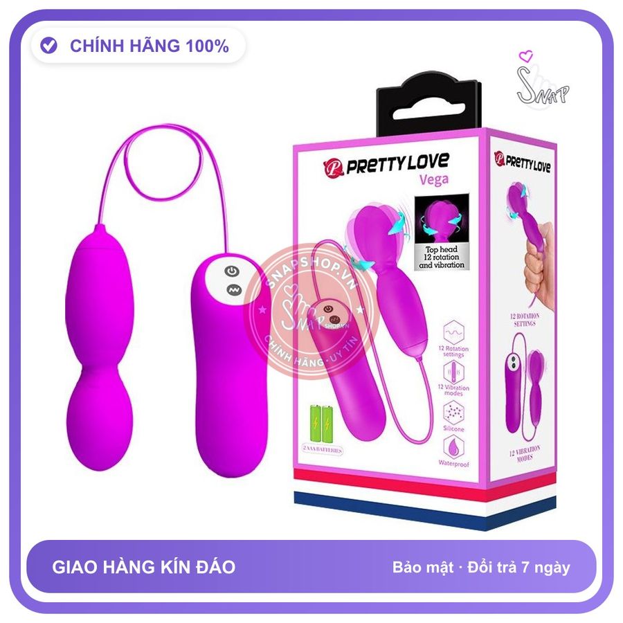 Trứng Rung Prettylove Vega Ngoáy chính hãng - 12 chế độ rung, điều khiển từ xa, silicone mềm - giao hàng che tên kín đáo