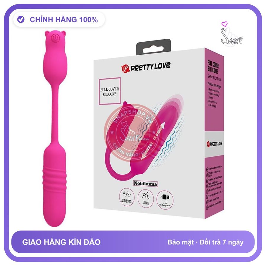 Trứng Rung Prettylove Nobikuma Thụt chính hãng - rung nhấp chuyển động đẩy tới và lui tự động, silicone mềm mại, chất liệu an toàn cho da - giao hàng che tên kín đáo