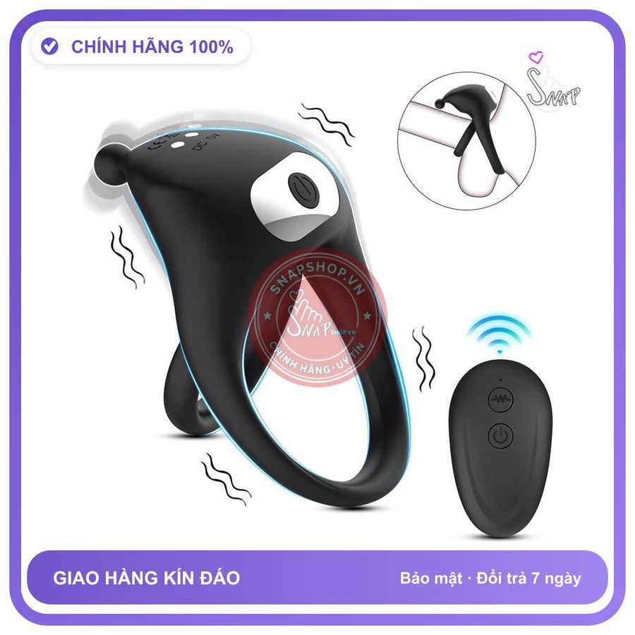 Vòng Đeo Dương Vật Black Warrior Rung điều khiển Từ Xa chính hãng - chất liệu an toàn cho da, dễ vệ sinh, êm ái khi dùng - giao hàng che tên kín đáo