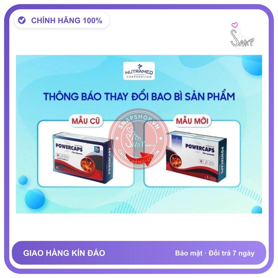 (Che Tên) Viên uống Powercaps For Women hỗ trợ tăng cường sinh lý và cân bằng nội tiết tố nữ (30 viên) - Nutramed 834976 Hộp Trắng Kín