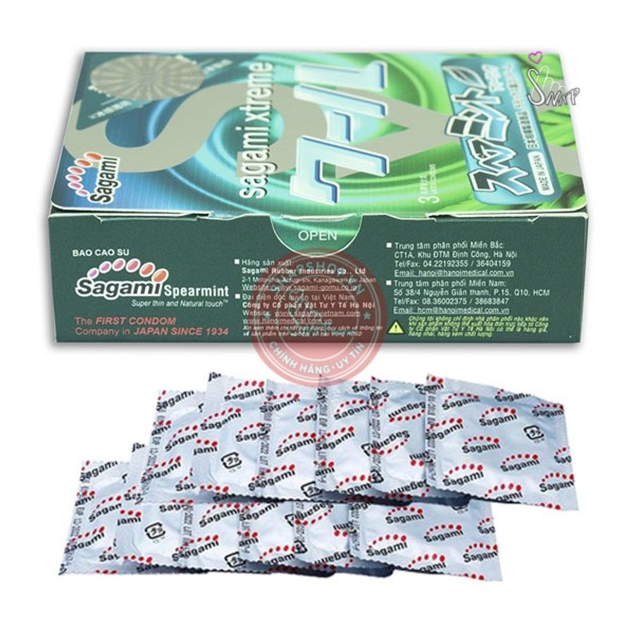 Bao cao su Sagami Xtreme Spearmint Bạc Hà – hộp 10 chiếc