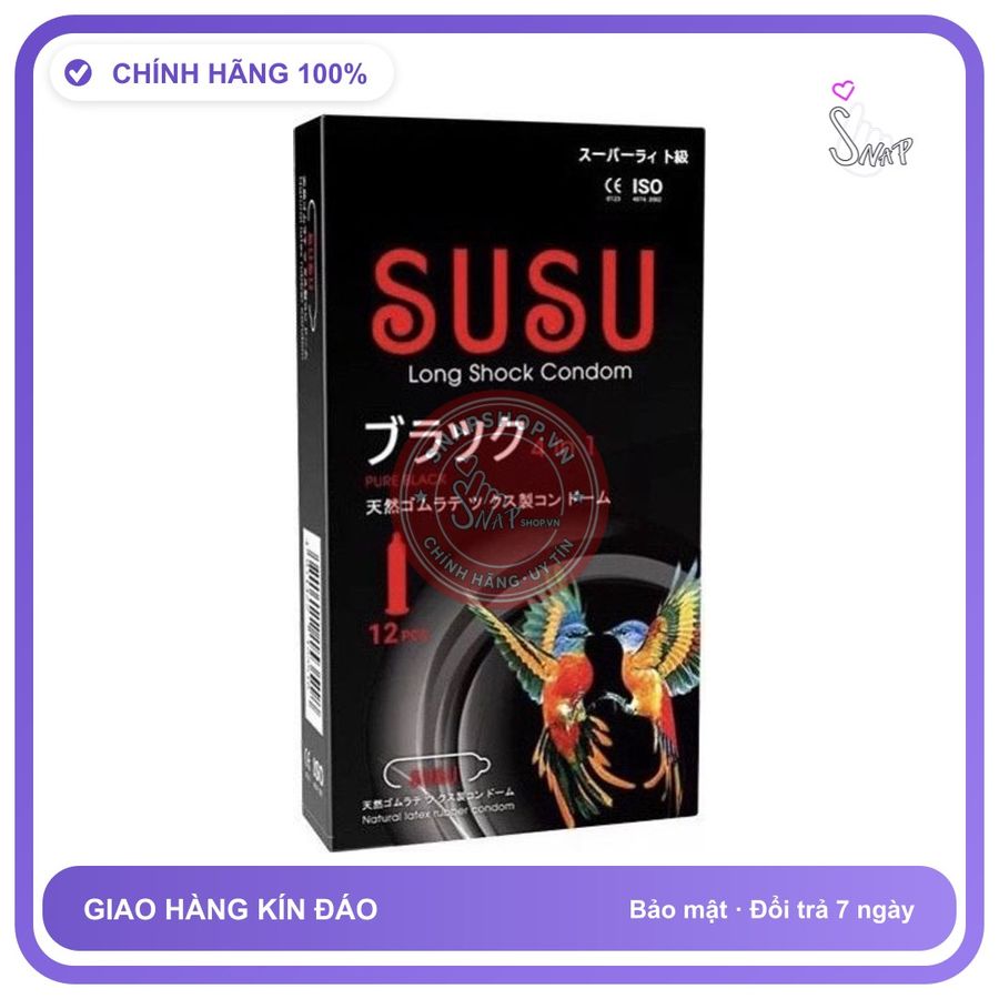 Bao Cao Su Susu 4in1 Hộp 12 Cái chính hãng - siêu mỏng, nhiều gel bôi trơn, hỗ trợ kéo dài - giao hàng che tên kín đáo