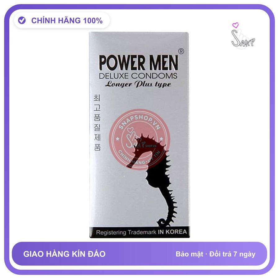Bao Cao Su Powermen Bạc Hộp 12 Cái chính hãng - có gai nổi, ôm sát cảm giác thật, chất liệu latex an toàn - giao hàng che tên kín đáo