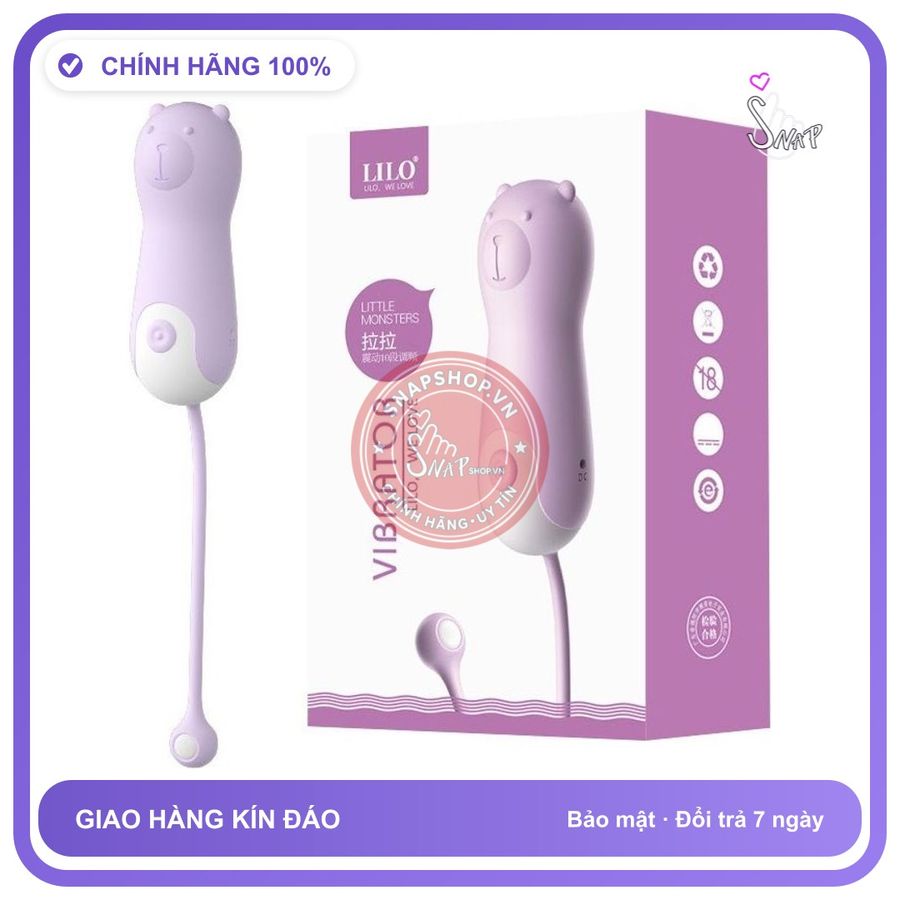 Trứng Rung Lilo Gấu chính hãng - 10 tốc độ rung, sạc USB, rung êm không tiếng động - giao hàng che tên kín đáo