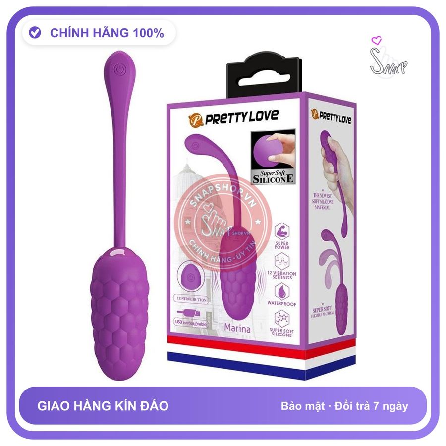 Trứng Rung Prettylove Marina chính hãng - 12 chế độ rung, sạc USB, silicone mềm mại - giao hàng che tên kín đáo