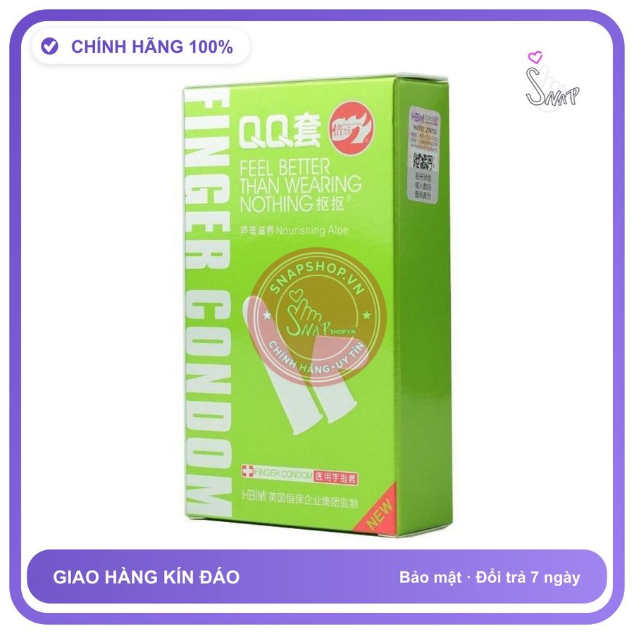 Bao Cao Su Ngón Tay Qq Xanh Lá Hộp 10 Cái chính hãng - ôm sát cảm giác thật, chất liệu latex an toàn, hàng nhập khẩu - giao hàng che tên kín đáo
