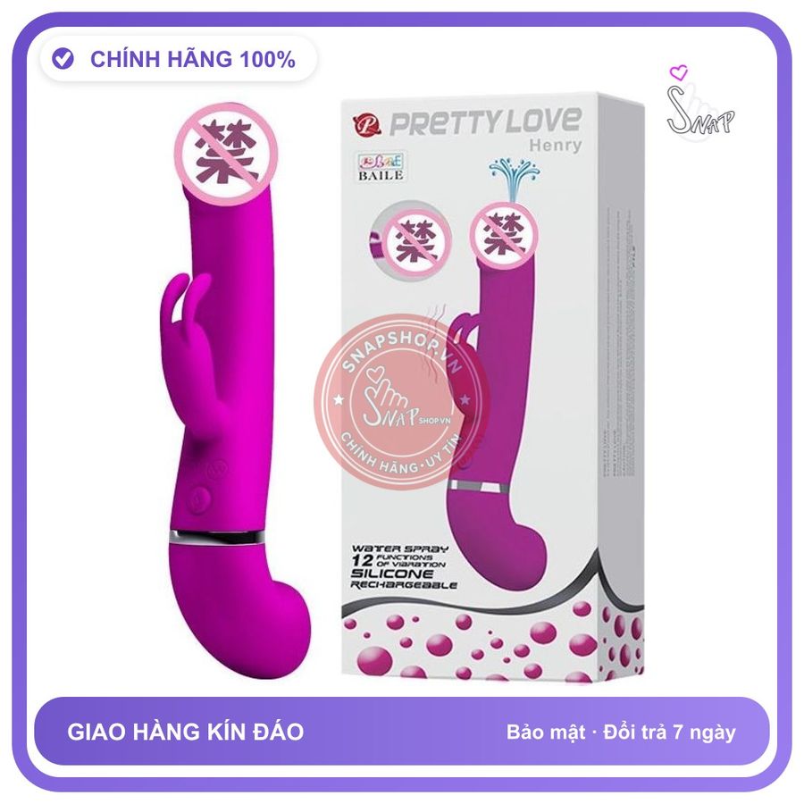Dương Vật Prettylove Henry Bắn Tinh chính hãng - silicone cao cấp, chất liệu an toàn cho da, dễ vệ sinh - giao hàng che tên kín đáo