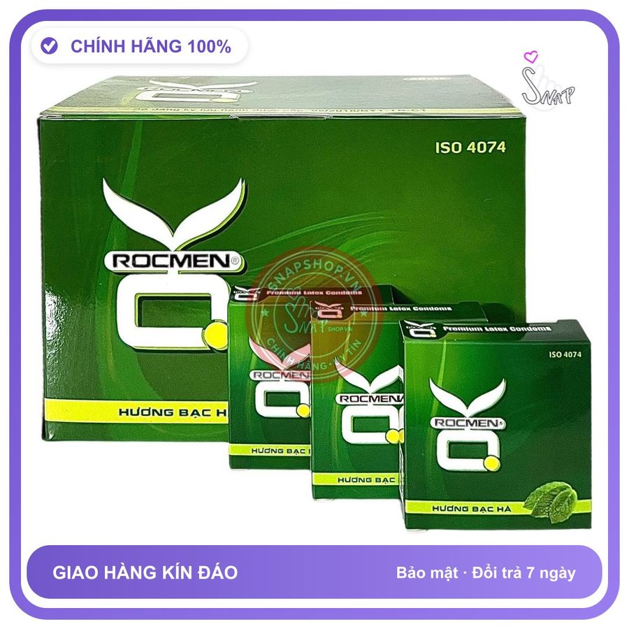 Bao Cao Su Ok Rocmen Bạc Hà Hộp 144 Cái chính hãng - ôm sát cảm giác thật, chất liệu latex an toàn, hàng nhập khẩu - giao hàng che tên kín đáo