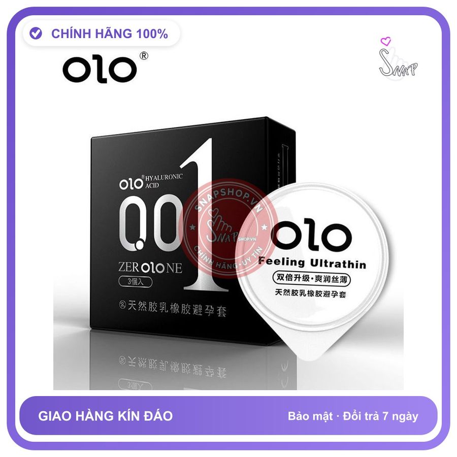 Bao Cao Su Olo Đen 001 Hộp 3 Cái chính hãng - siêu mỏng, nhiều gel bôi trơn, có hương thơm - giao hàng che tên kín đáo