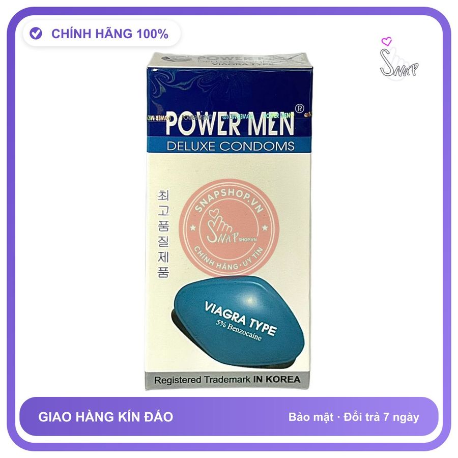 Bao Cao Su Powermen Viagra Hộp 12 Cái chính hãng - siêu mỏng 0.04mm, siêu mỏng, hỗ trợ kéo dài - giao hàng che tên kín đáo