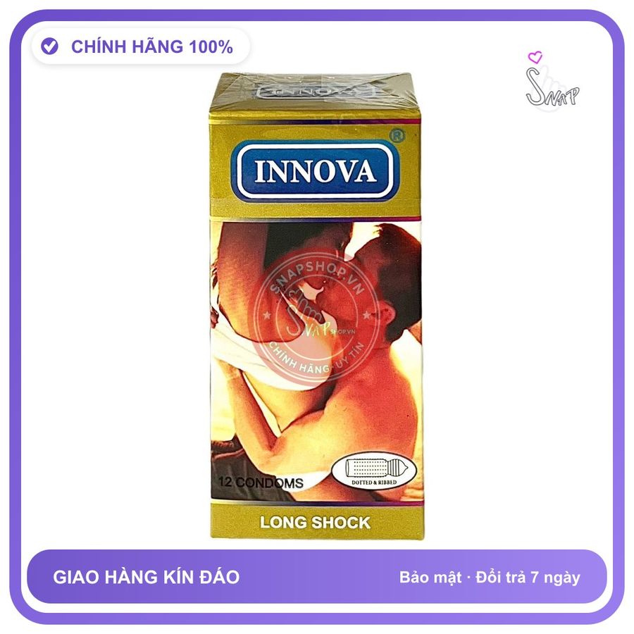 Bao Cao Su Innova Vàng Hộp 12 Cái chính hãng - có gai nổi, hỗ trợ kéo dài, ôm sát cảm giác thật - giao hàng che tên kín đáo