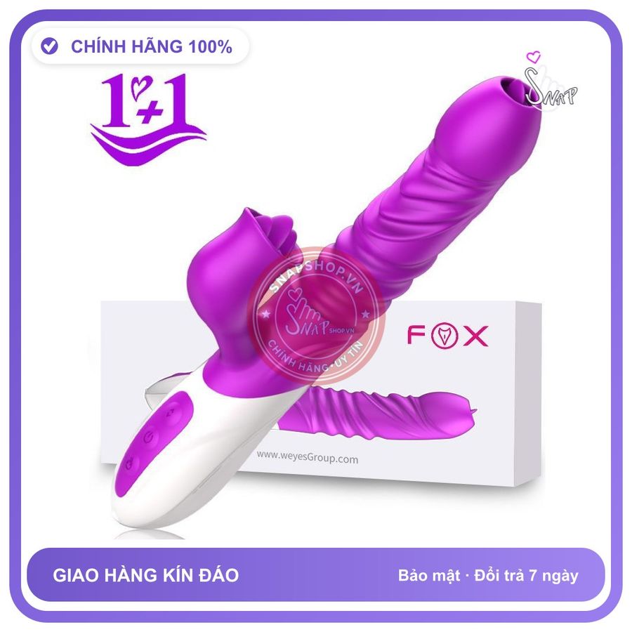 Dương Vật Lưỡi Liếm Fox chính hãng - 4 chế độ rung, sạc USB, rung nhấp chuyển động đẩy tới và lui tự động - giao hàng che tên kín đáo