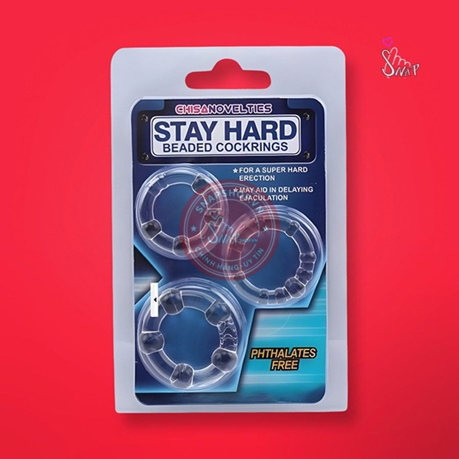 Bộ 3 vòng đeo dương vật silicon bi mềm Stay Hard chính hãng