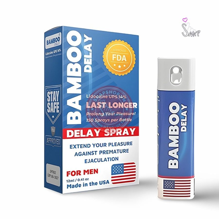 Chai xịt chống xuất tinh sớm Bamboo Delay Spray 12ml chính hãng - kéo dài thời gian, thấm nhanh không nhờn rít, dùng trước khi quan hệ - giao hàng che tên kín đáo