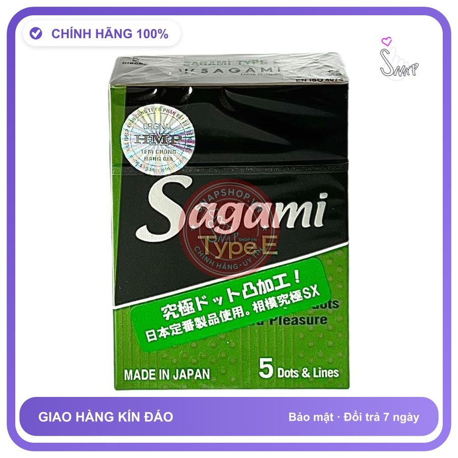 Bao Cao Su Sagami Type E Hộp 5 Cái chính hãng - ôm sát cảm giác thật, chất liệu latex an toàn, hàng nhập khẩu - giao hàng che tên kín đáo