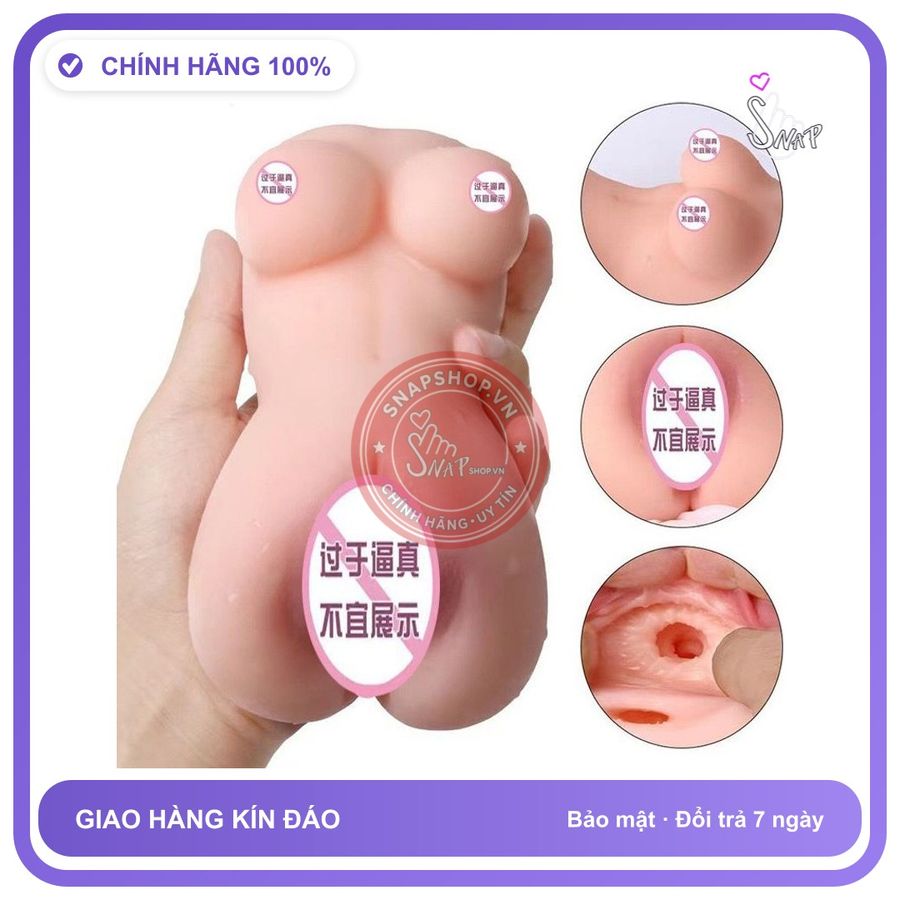Khối Âm Đạo Bán Thân Cầm Tay không Rung chính hãng - chất liệu an toàn cho da, dễ vệ sinh, êm ái khi dùng - giao hàng che tên kín đáo