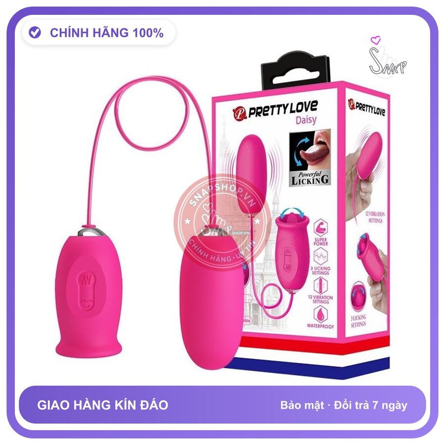 Trứng Rung Lưỡi Liếm Prettylove Daisy chính hãng - 12 chế độ rung, chất liệu an toàn cho da, dễ vệ sinh - giao hàng che tên kín đáo