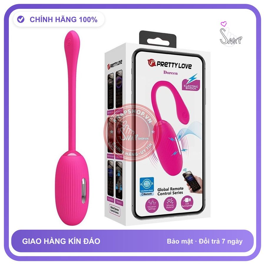Trứng Rung Prettylove Doreen Điều Khiển Qua Đt chính hãng - 12 chế độ rung, sạc USB, điều khiển từ xa - giao hàng che tên kín đáo