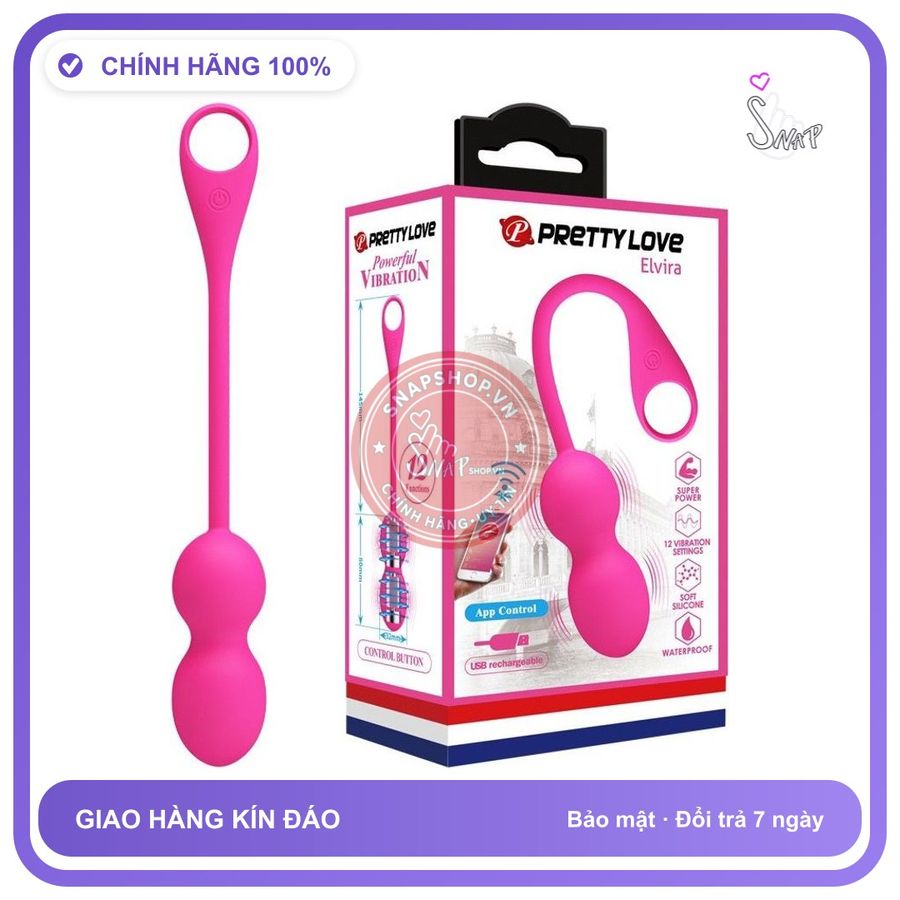 Trứng Rung Prettylove Elvira Điều Khiển Qua Đt chính hãng - sạc USB, silicone mềm mại, chất liệu an toàn cho da - giao hàng che tên kín đáo