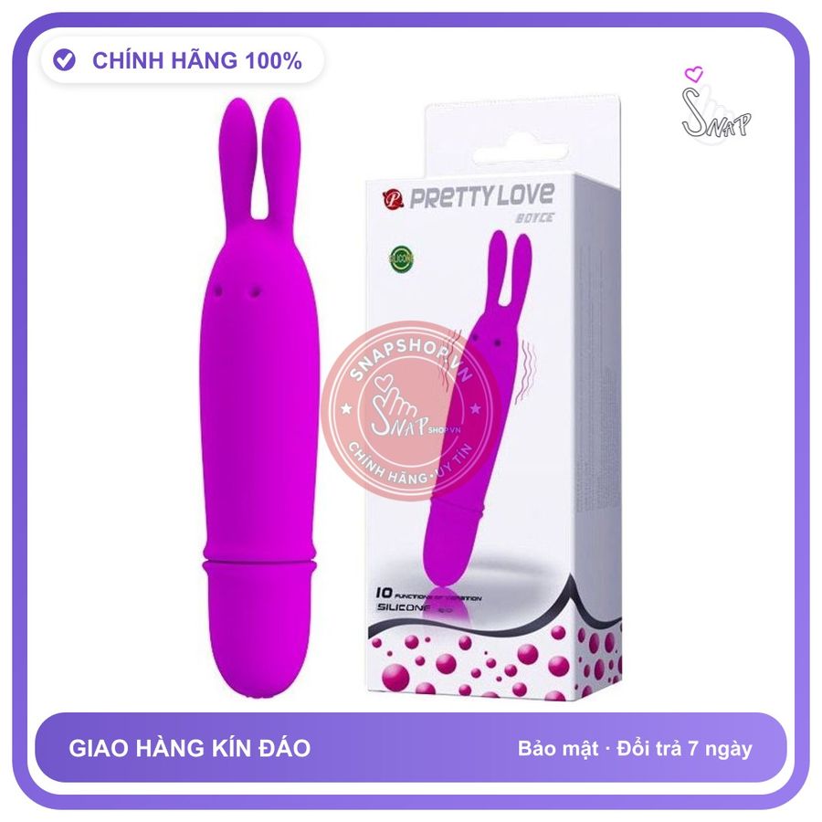 Dương Vật Thỏ Prettylove Boyce Nhỏ chính hãng - 10 chế độ rung, sạc USB, silicone mềm mại - giao hàng che tên kín đáo