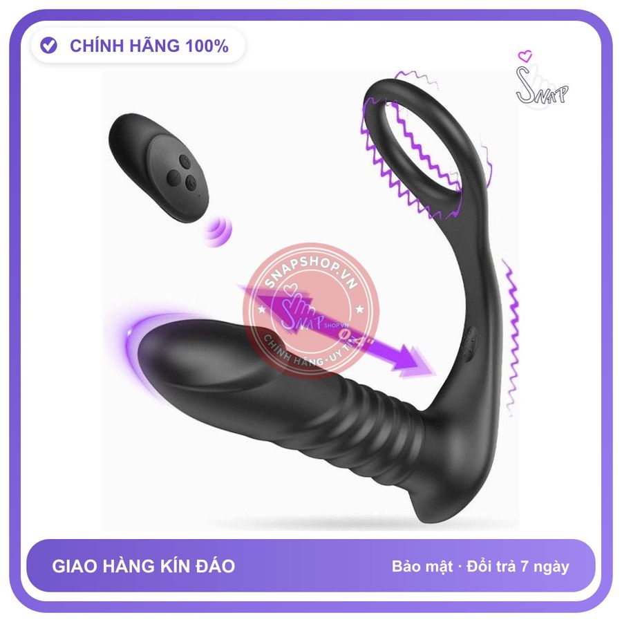 Trứng Rung Đen Đeo Yunman Thụt Điều Khiển Từ Xa chính hãng - rung nhấp chuyển động đẩy tới và lui tự động, silicone y tế, chất liệu an toàn cho da - giao hàng che tên kín đáo