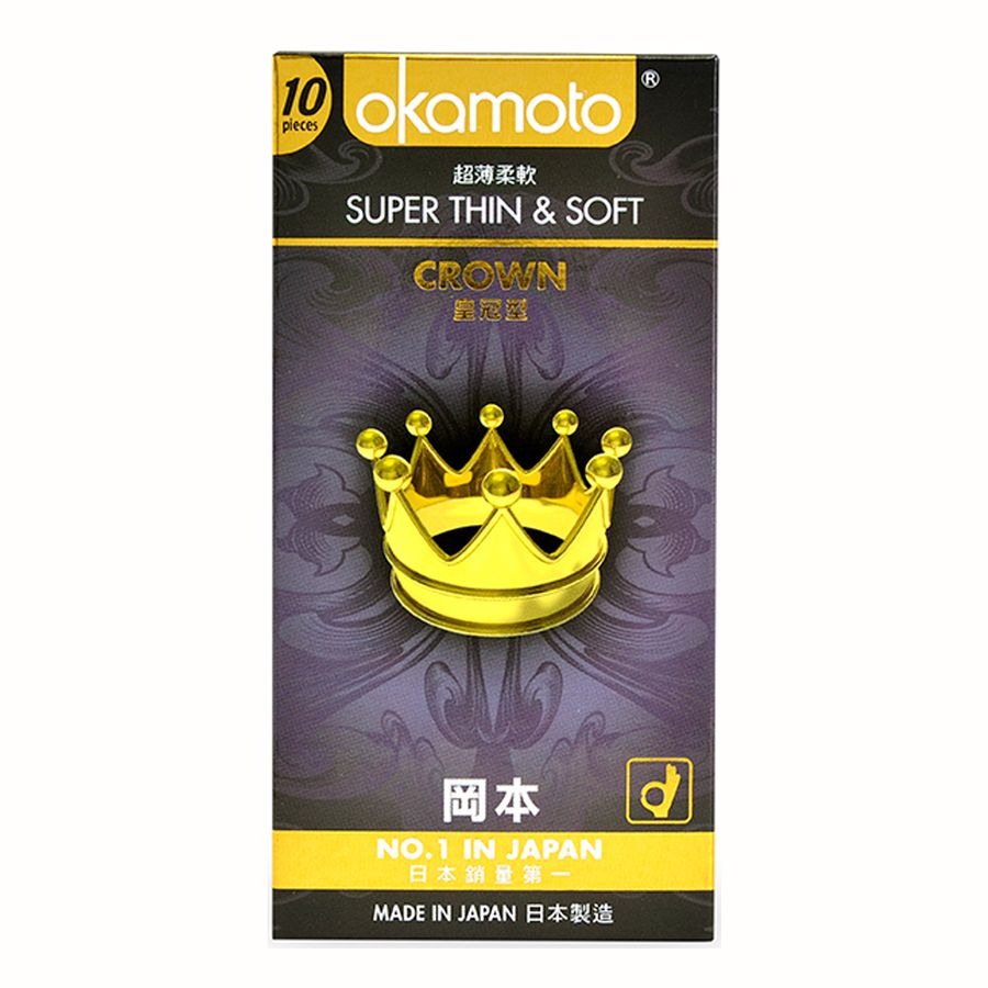 Bao cao su loại mỏng trơn Vương Miện Okamoto Crown Nhật Bản -10s [Mã CK-SP932001-03]