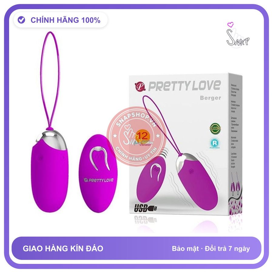 Trứng Rung Prettylove Berger Điều Khiển Từ Xa chính hãng - 12 chế độ rung, sạc usb, chống nước - giao hàng che tên kín đáo