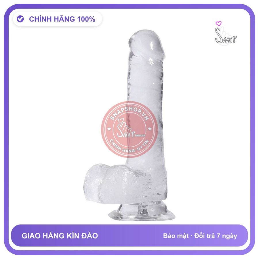 Dương Vật Đóng Trong Suốt không Rung chính hãng - đế hít tường, silicone mềm mại, chất liệu an toàn cho da - giao hàng che tên kín đáo