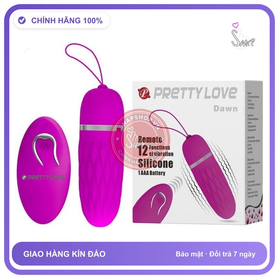 Trứng Rung Prettylove Dawn Điều Khiển Từ Xa chính hãng - 12 chế độ rung, silicone mềm mại, chất liệu an toàn cho da - giao hàng che tên kín đáo