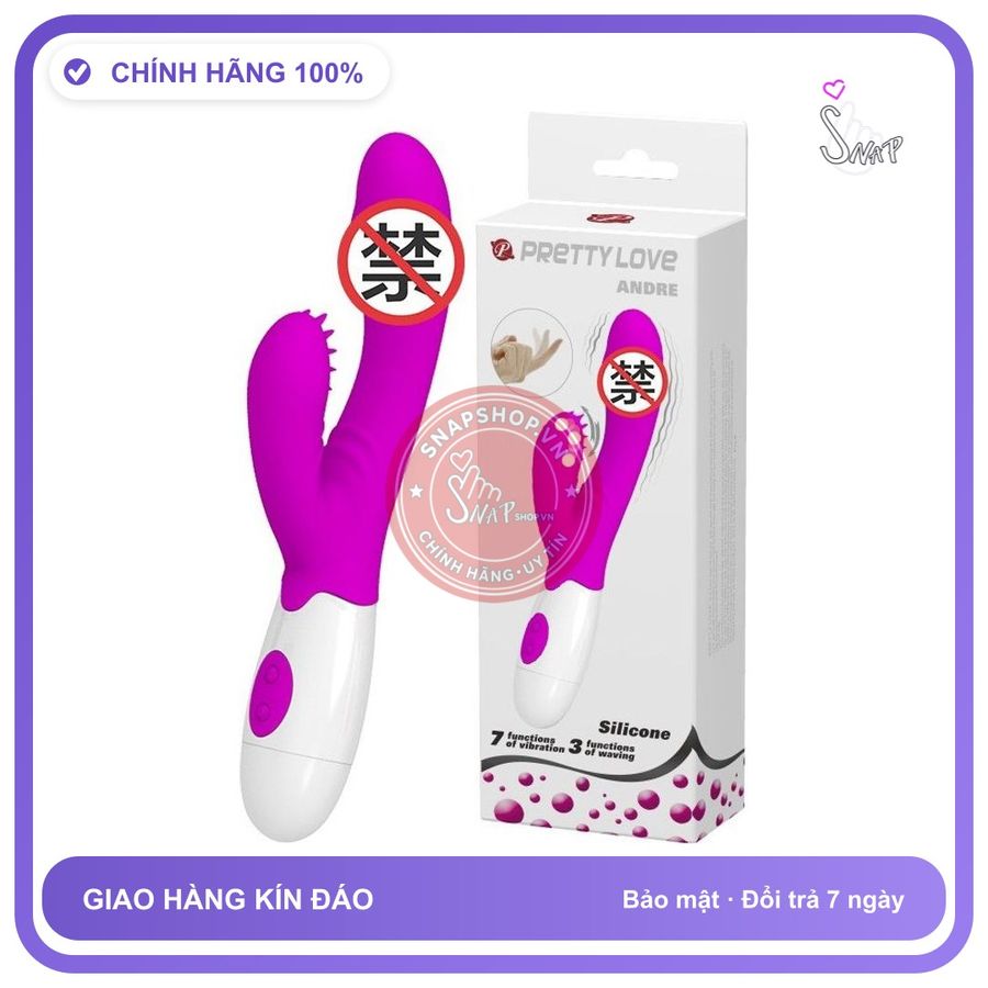 Dương Vật Kiểu Prettylove Andre chính hãng - 7 chế độ rung, silicone mềm mại, chất liệu an toàn cho da - giao hàng che tên kín đáo