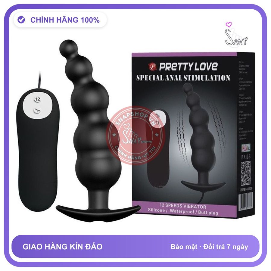Trứng Rung Đen Prettylove Hậu Môn chính hãng - chống nước, silicone mềm mại, chất liệu an toàn cho da - giao hàng che tên kín đáo