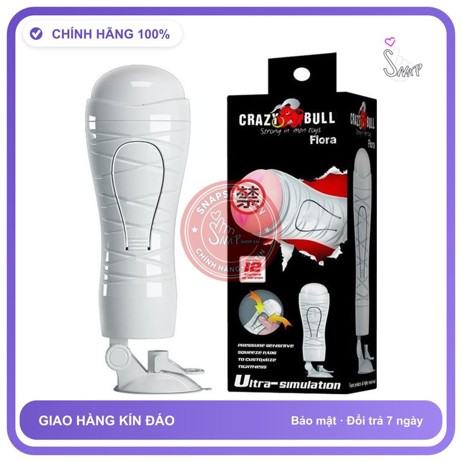 Âm Đạo Đóng Crazy Bull Flora chính hãng - 12 chế độ rung, sạc USB, silicone y tế - giao hàng che tên kín đáo