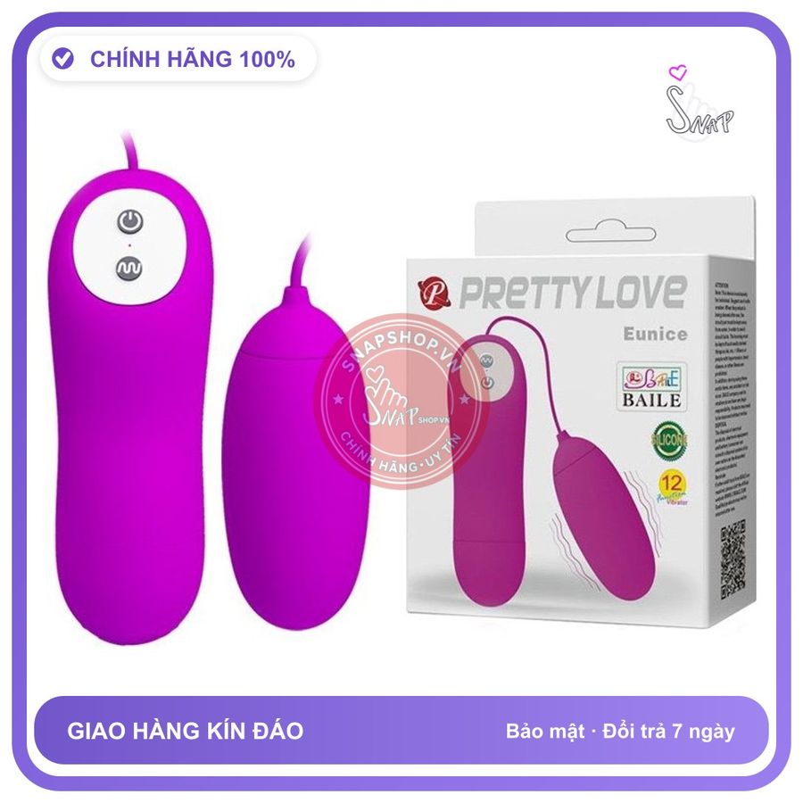 Trứng Rung Prettylove Eunice 1 Trứng chính hãng - 12 chế độ rung, rung êm không tiếng động, silicone cao cấp - giao hàng che tên kín đáo