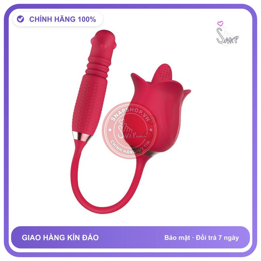 Bộ Trứng Rung Lưỡi Liếm Hoa Hồng chính hãng - chất liệu an toàn cho da, dễ vệ sinh, êm ái khi dùng - giao hàng che tên kín đáo