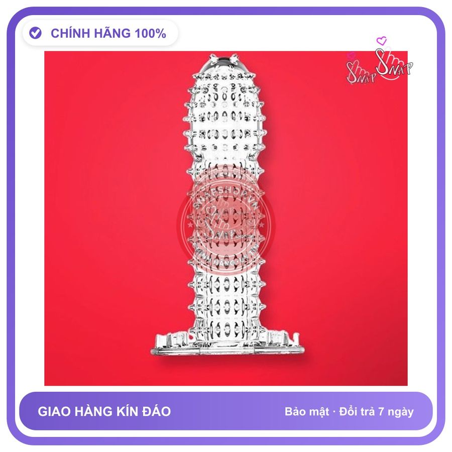 (Che Tên) Bao cao su đôn dên siêu gai Crystal Condom có đế [Mã CK-SP958060-04] Hộp Trắng Kín