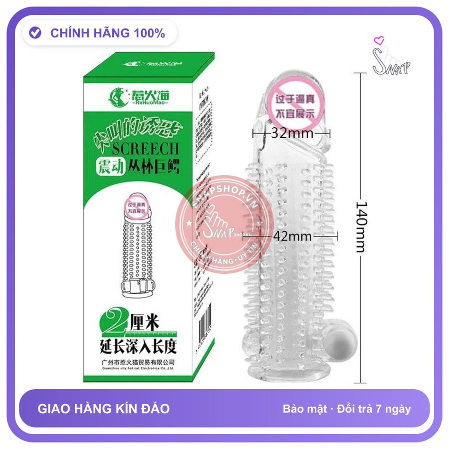 Bao Đôn Screech Rung Đủ Màu chính hãng - có gai nổi, ôm sát cảm giác thật, chất liệu latex an toàn - giao hàng che tên kín đáo