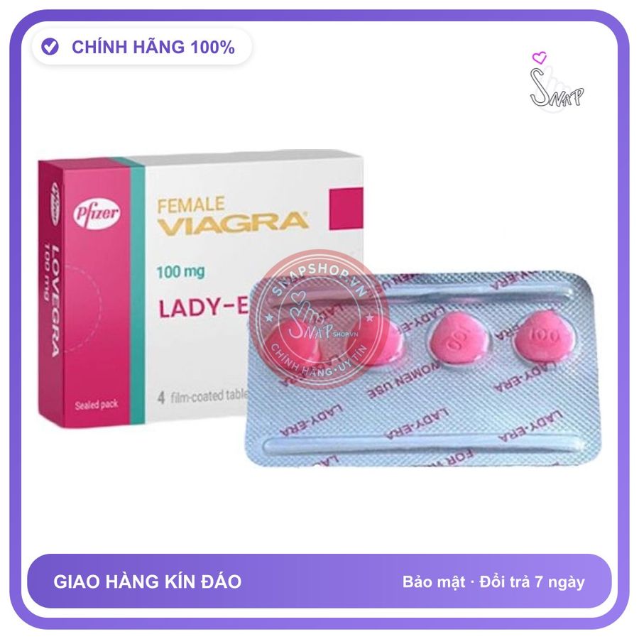 Thuốc Kd Nữ Lady-Era 100mg Hộp 4 Viên chính hãng - chất liệu an toàn cho da, dễ vệ sinh, êm ái khi dùng - giao hàng che tên kín đáo