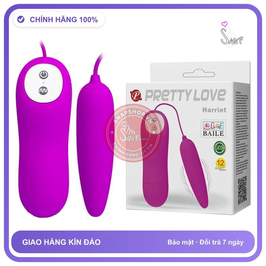 Trứng rung Pretty Love Harriet chính hãng - 12 chế độ rung, silicone mềm, chất liệu an toàn cho da - giao hàng che tên kín đáo