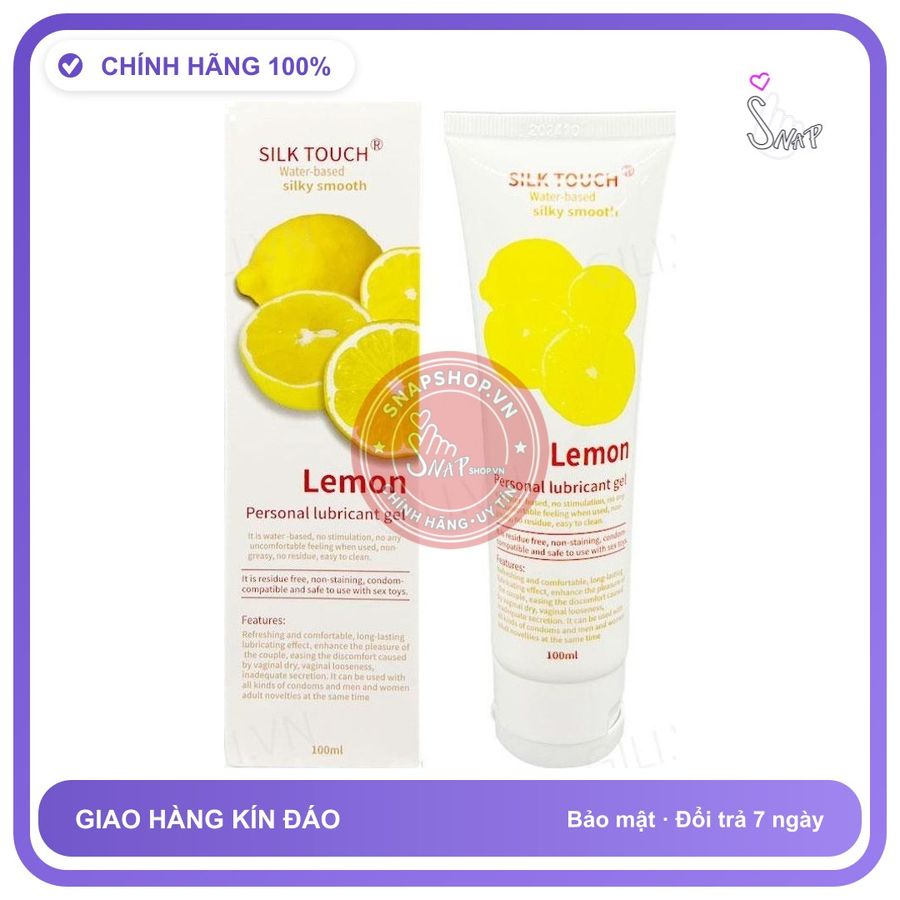 Gel bôi trơn hương chanh Silk Touch Lemon 100ml chính hãng - gốc nước không dính rít, dung tích 100ml, dịu nhẹ an toàn cho da - giao hàng che tên kín đáo