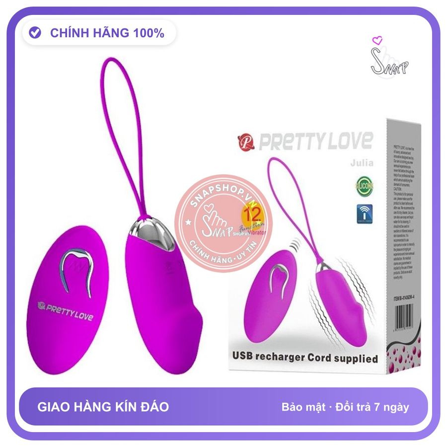 Trứng Rung Prettylove Julia Điều Khiển Từ Xa chính hãng - 12 chế độ rung, sạc USB, rung êm không tiếng động - giao hàng che tên kín đáo