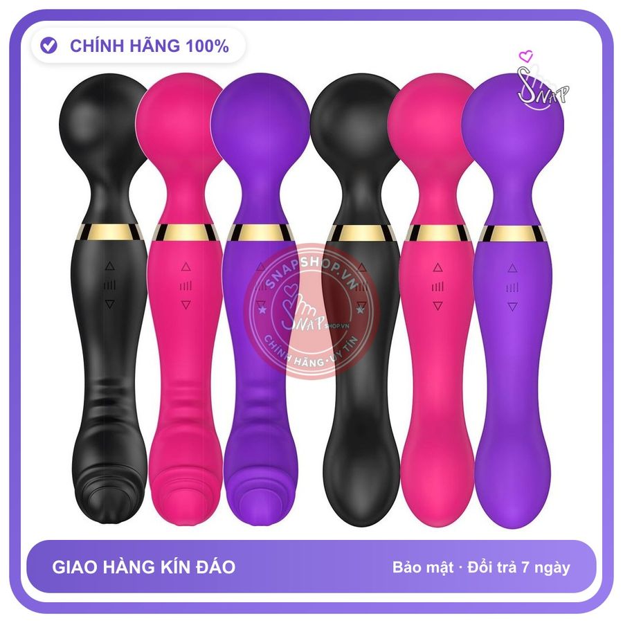 Chày Rung Massage Stick 2 Đầu Nhiều Chế Độ chính hãng - 20 chế độ rung, sạc USB, silicone mềm - giao hàng che tên kín đáo