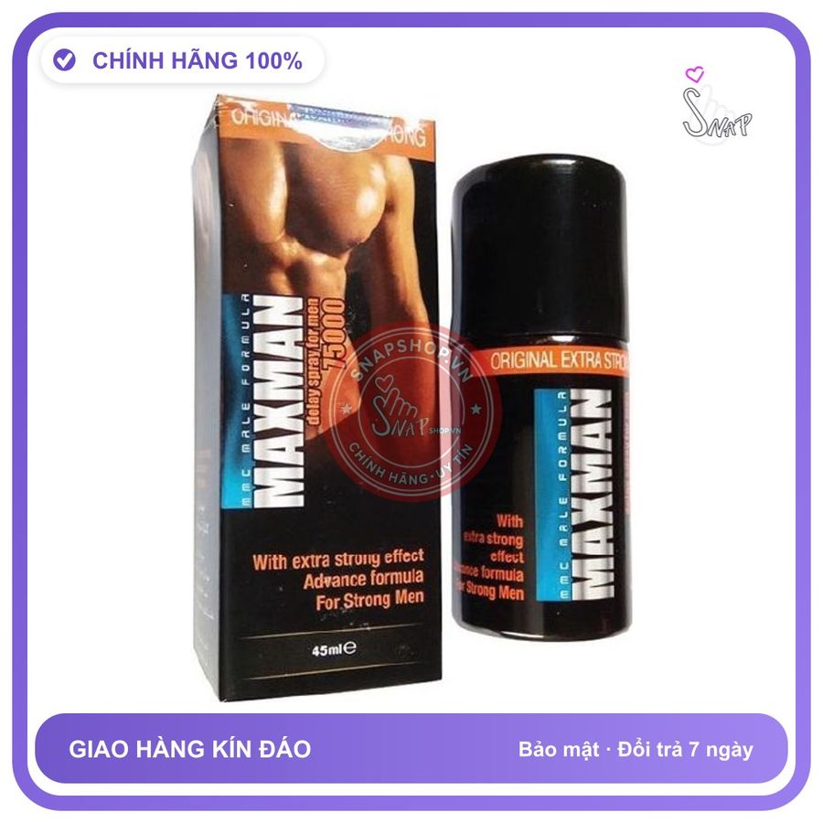 Xịt Kéo Dài Maxman 75000 45ml chính hãng - kéo dài thời gian, thấm nhanh không nhờn rít, dùng trước khi quan hệ - giao hàng che tên kín đáo