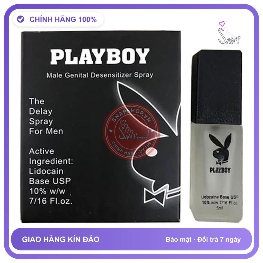 Xịt Kéo Dài Playboy Đen 5ml (Loại 1) chính hãng - kéo dài thời gian, thấm nhanh không nhờn rít, dùng trước khi quan hệ - giao hàng che tên kín đáo