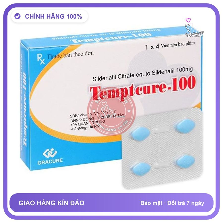 Thuốc Cương Dương Temptcure 100mg Hộp 4 Viên chính hãng - chất liệu an toàn cho da, dễ vệ sinh, êm ái khi dùng - giao hàng che tên kín đáo