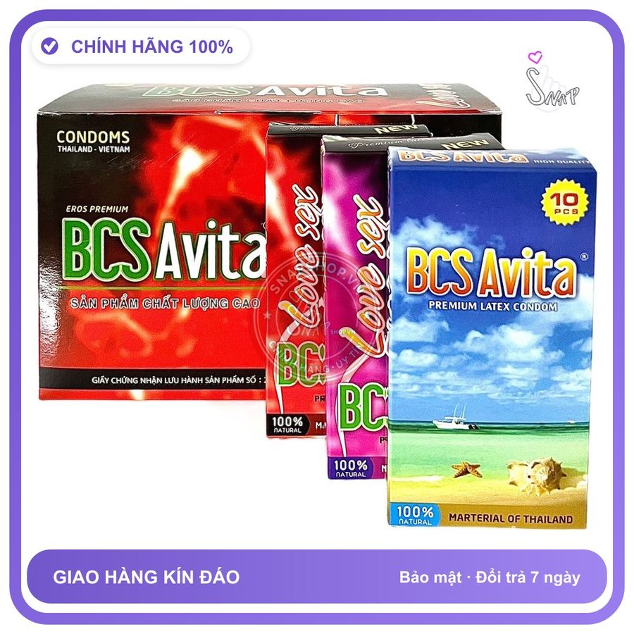 Bao Cao Su Avita Hộp 120 Cái chính hãng - hộp 10 cái, ôm sát cảm giác thật, chất liệu latex an toàn - giao hàng che tên kín đáo