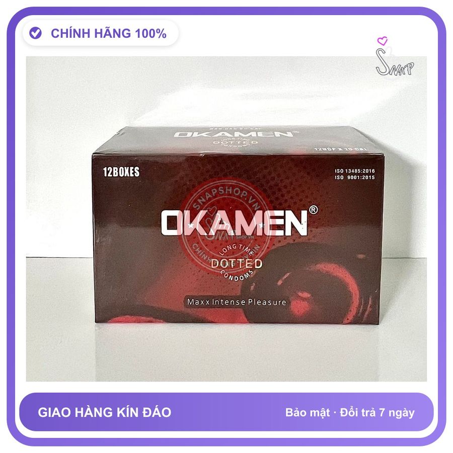 Bao Cao Su Okamen Hộp 12 Cái chính hãng - ôm sát cảm giác thật, chất liệu latex an toàn, hàng nhập khẩu - giao hàng che tên kín đáo