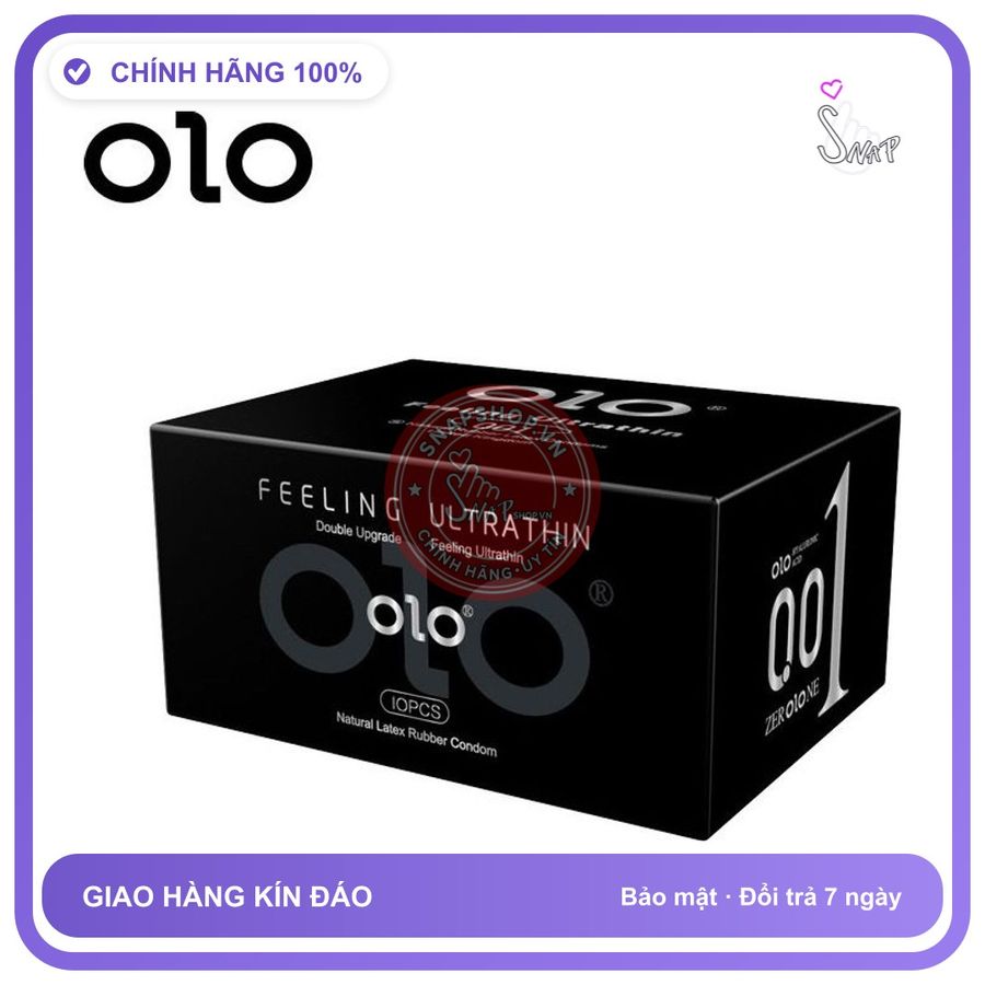 Bao Cao Su Olo Đen 001 Hộp 10 Cái chính hãng - siêu mỏng, nhiều gel bôi trơn, có hương thơm - giao hàng che tên kín đáo